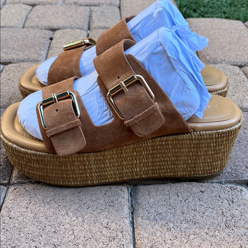 Marc Fisher Tan Platform Sandals with Adjustable Straps - Picture 9 of 16